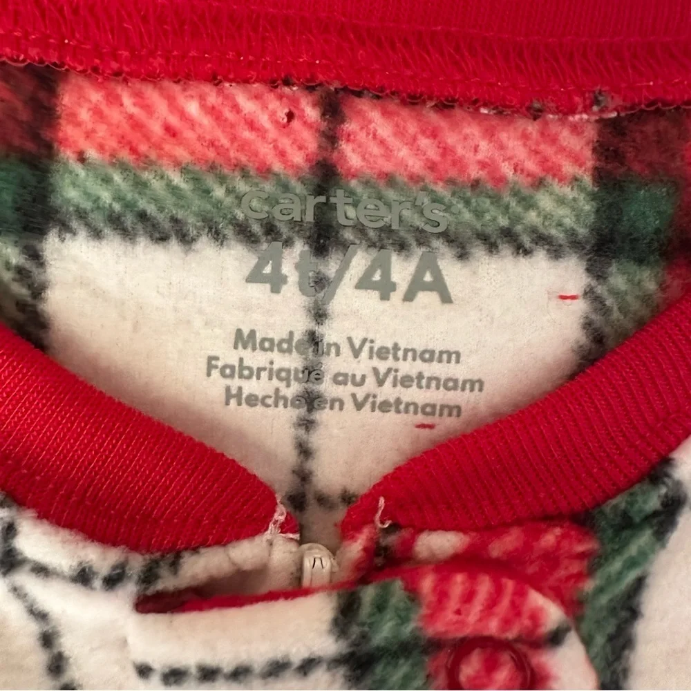 Carter's Red and White Plaid Footed One Piece Pajama Size 4T